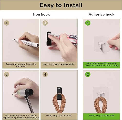 Miniatura 5 de 6 cestas de frutas colgantes de pared para cocina, cesta colgante bohemia con 12 ganchos fuertes, almacenamiento de cocina, verduras, frutas, papas,