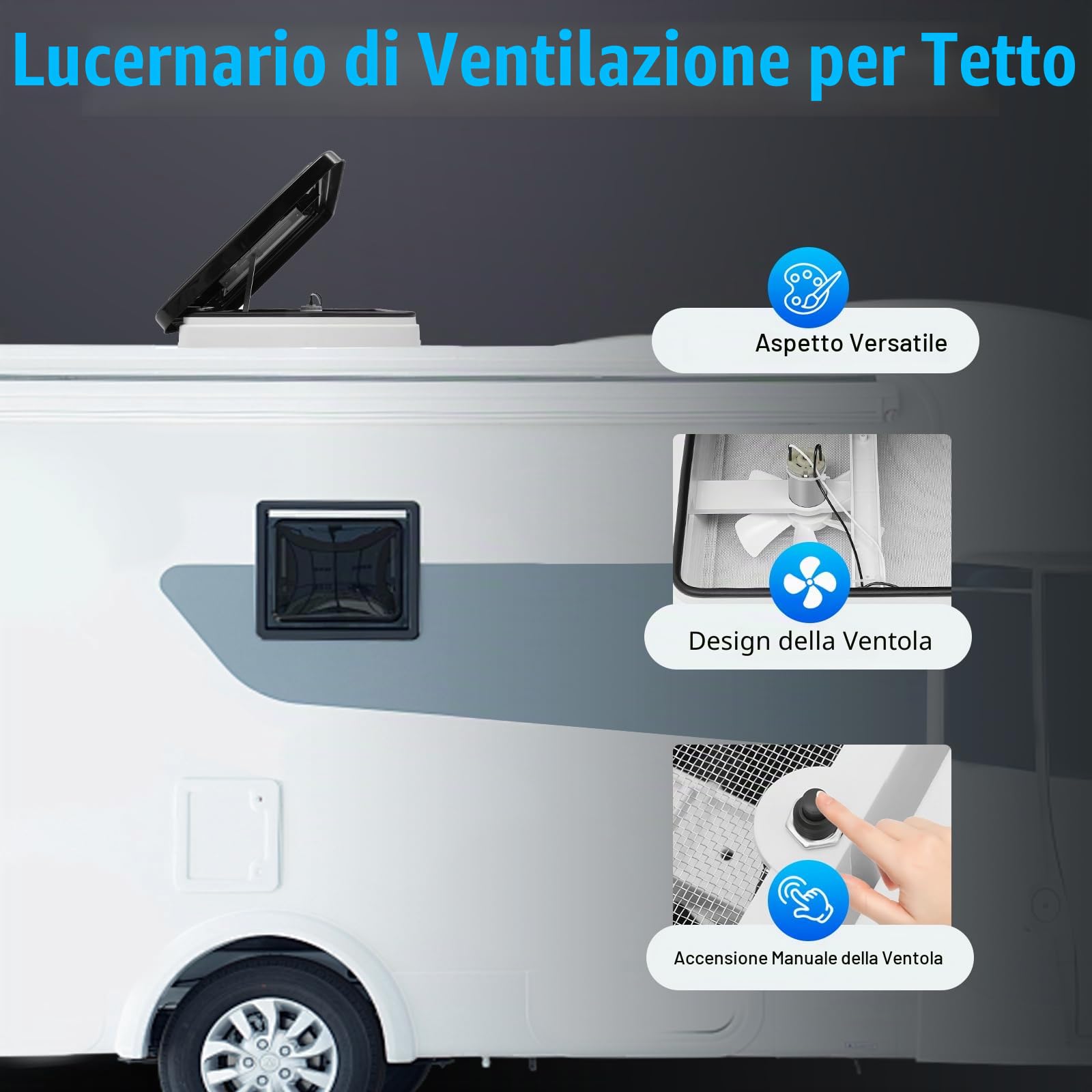 Locale da tetto per roulotte o camper, 42 x 42 cm, con protezione per la privacy per roulotte/camper con apertura da 14 x 14 pollici