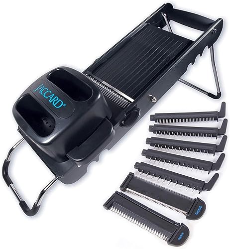 Jaccard Cortadora de mandolina ABS SafeHands con siete cartuchos de cuchillas intercambiables - POSIBLEMENTE EL MANDOLIN MÁS SEGURO DEL MUNDO Negro