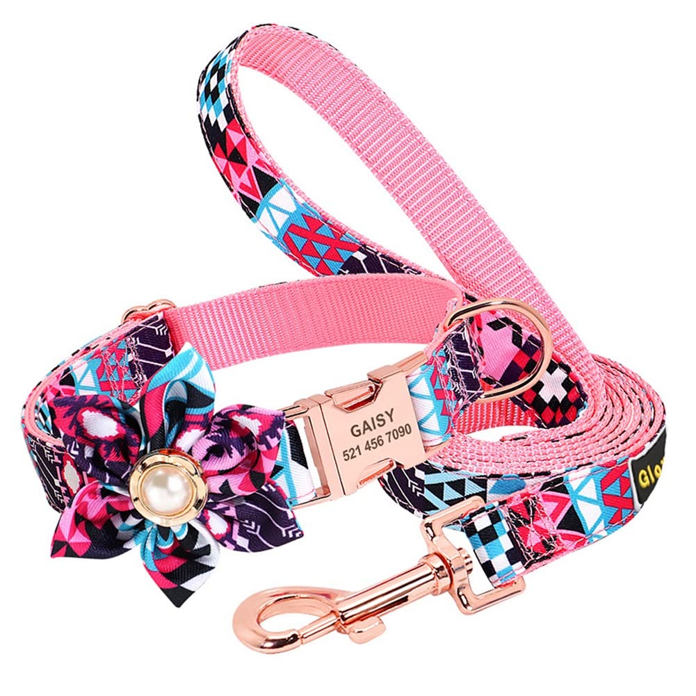 STBJ Dog Collar, Personalized Dog Collars With Bright Special Embroidery Patterns, Suitable For Medium To Large Dogs