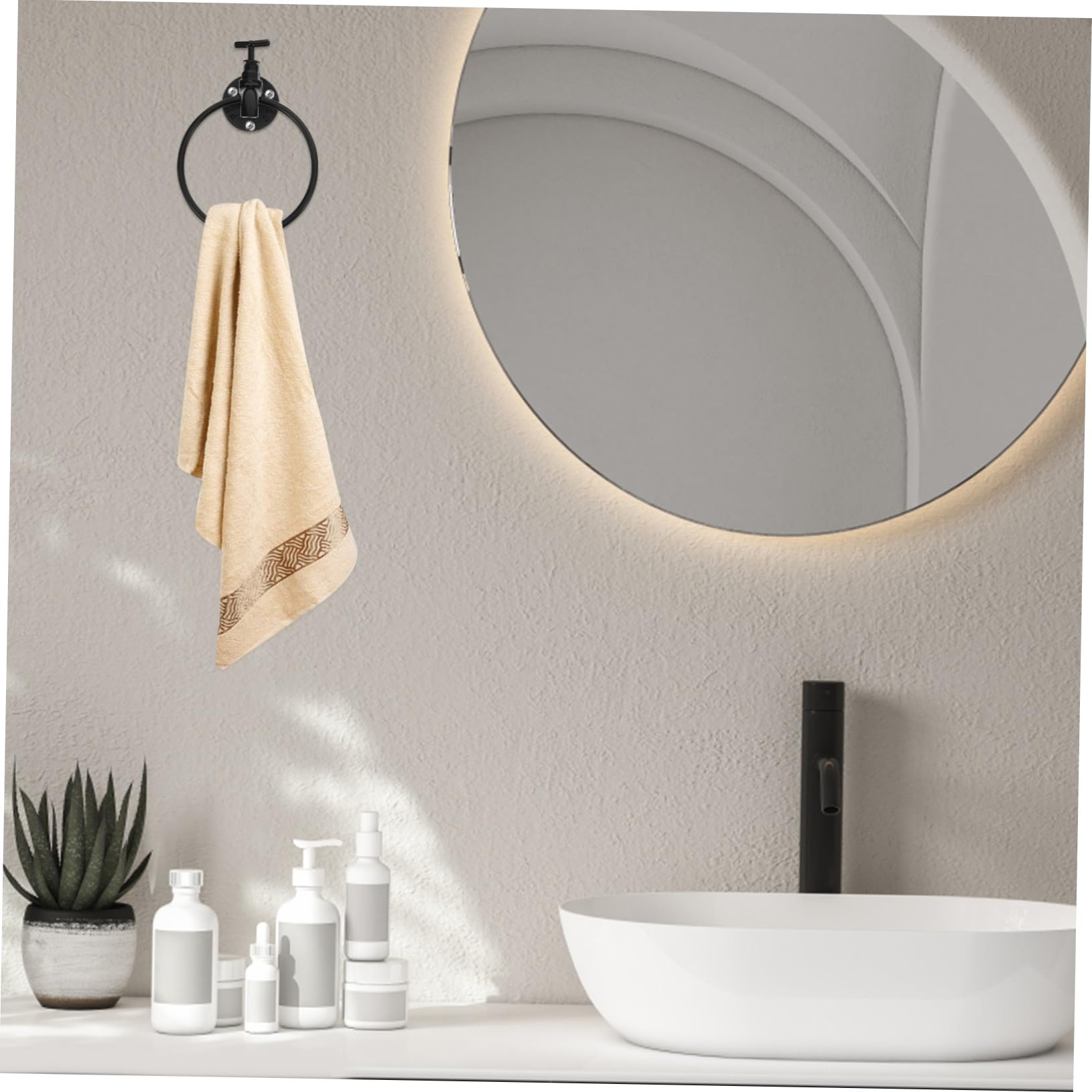 TOPBATHY Portasciugamani Parete in Ferro Nero Porta Strofinacci da Bagno Asta Portasciugamani per Cucina e Bagno