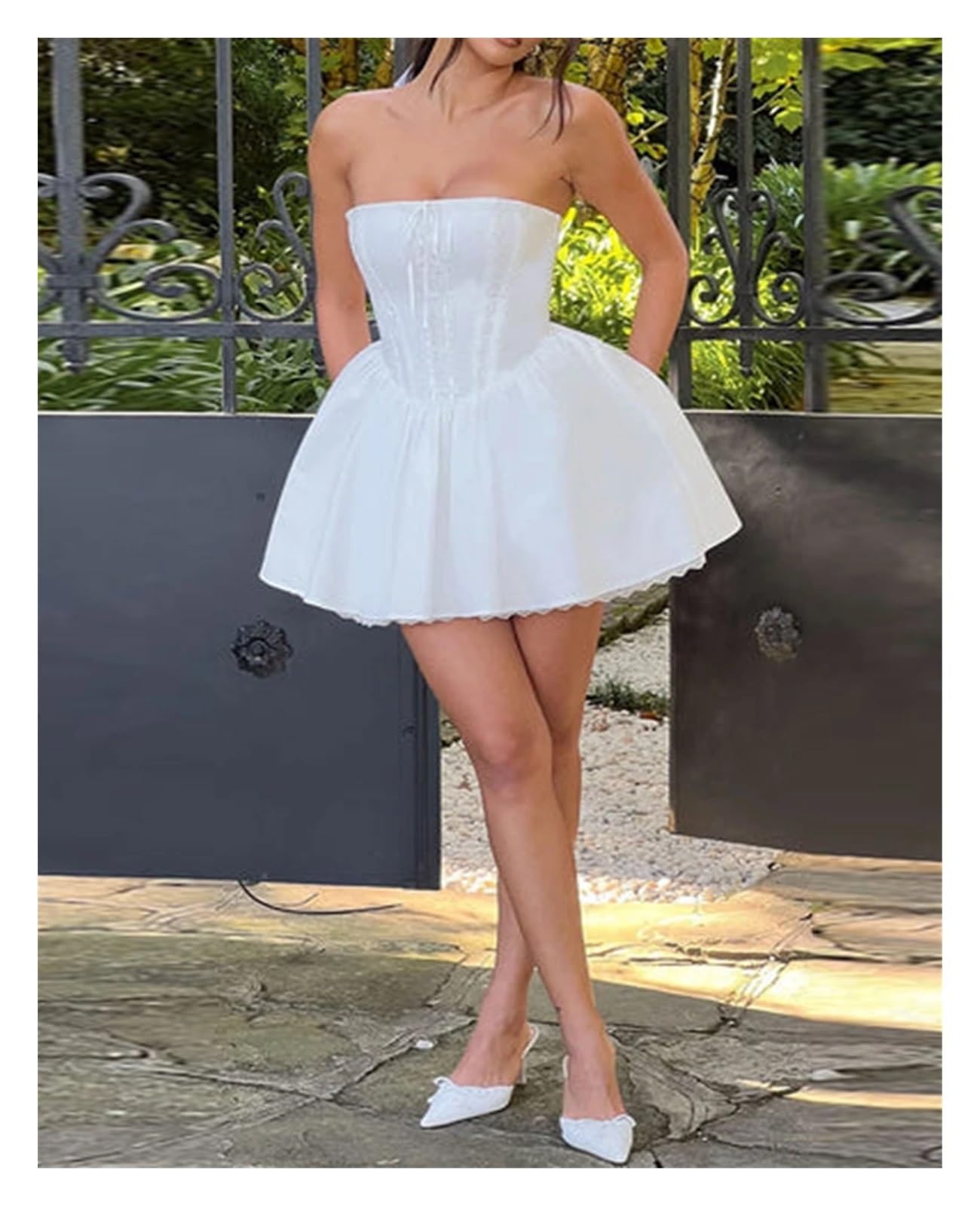 ワンピース andwang corset body lace mini dress Corset body lace mini dress (black)