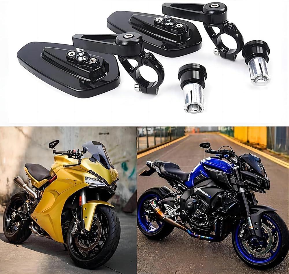 Black 7/8" Bar End Motorcycle Mirror Rearview CNC Motorcycle Mirrors Compatible With Honda GROM MXS125 CB500F Yamaha MT-03 MT-07 FZ-07 MT-09 MT-10 Z125 pro Z650 Z750 and More