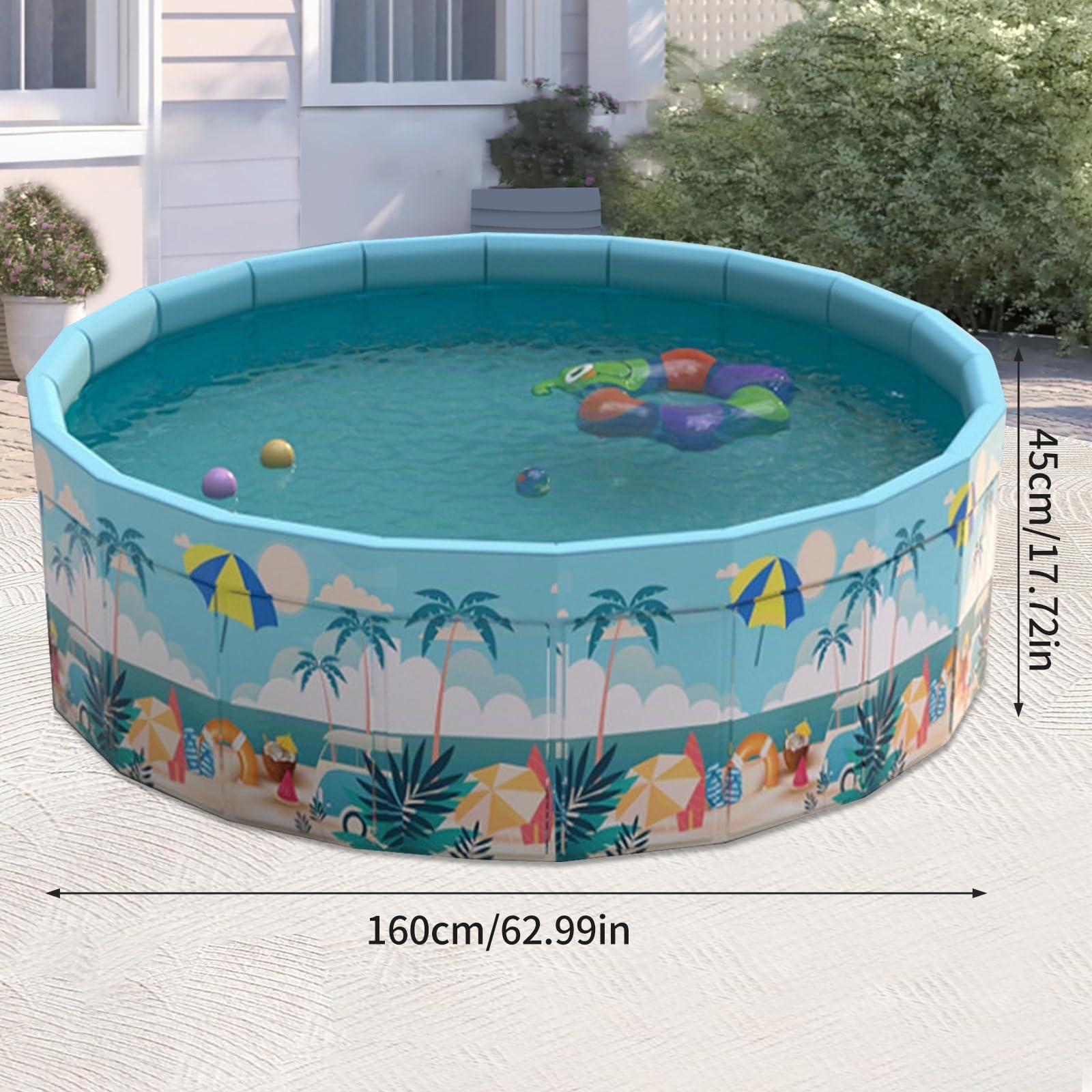 Grande piscine pour enfants, diamètre 160 x 45 cm, pliable, ronde, non gonflable, piscine d'extérieur pour enfants, piscine de jardin pour adultes, piscine pour chien, fosse à balles pour enfants