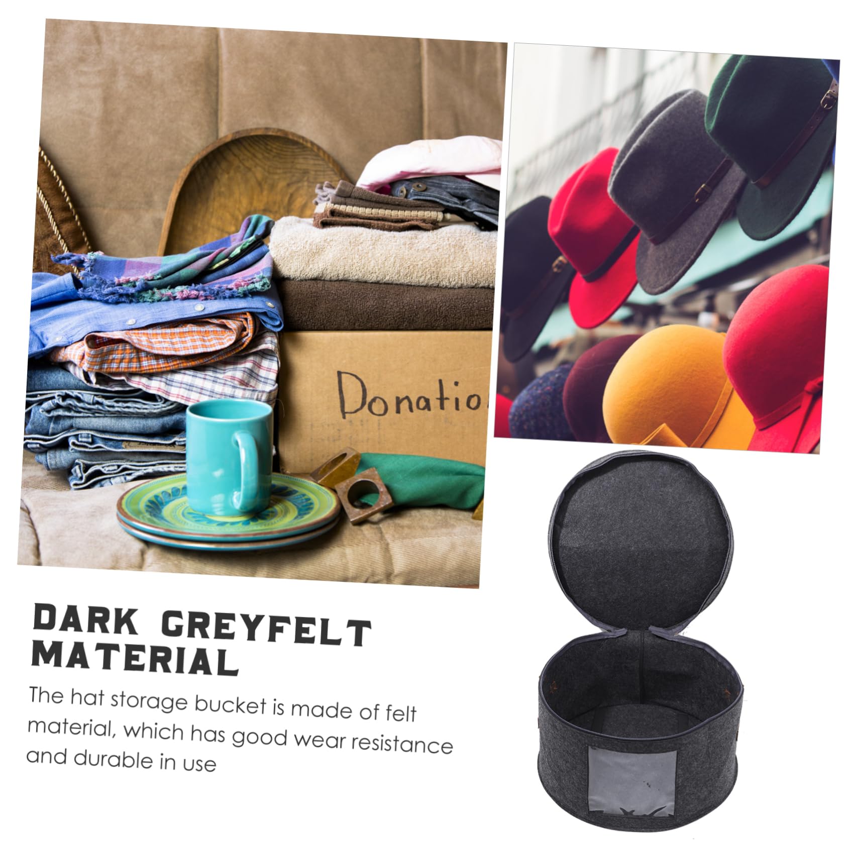 Cabilock Travel Hat Storage Box Round Lid Hat Carrier Case for Women Men Trucks Odorless Easy to Carry Anti-slip 43x26cm