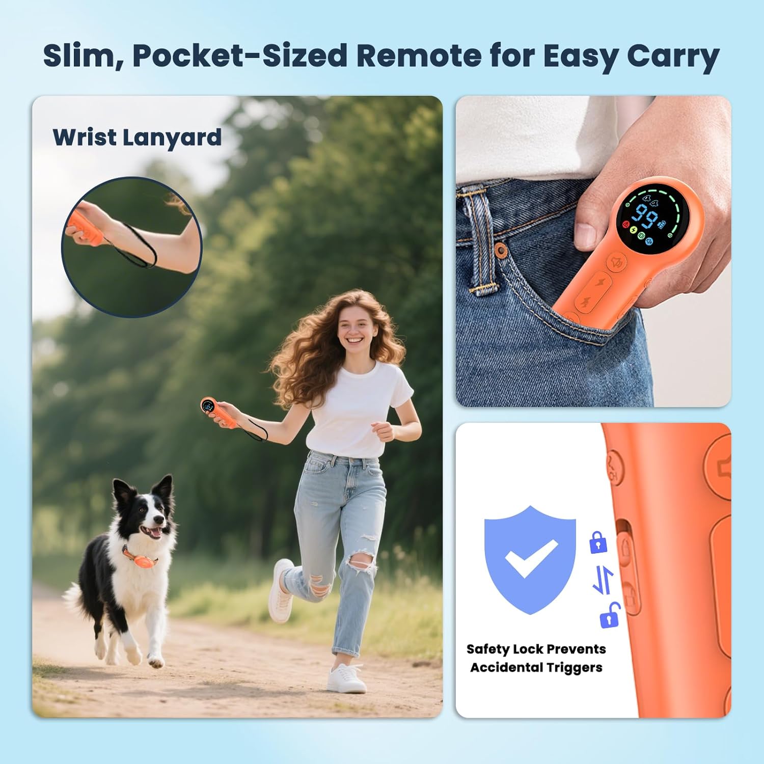 Dog Shock Collar with Soft Neoprene Padded - 4 Training Modes E Collar with 1600FT Remote Control for 5–120 lbs Large Medium Small Dogs, IPX7 Waterproof, Orange