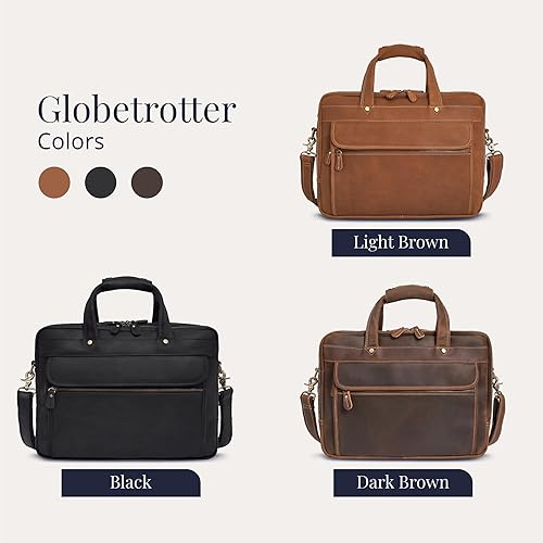 Miniatura 6 de Luxorro Full Grain Leather Briefcase For Men, Handcrafted Leather Laptop Bag For Men with Many Compartments and Brass Hardware, Arrives in Elegant