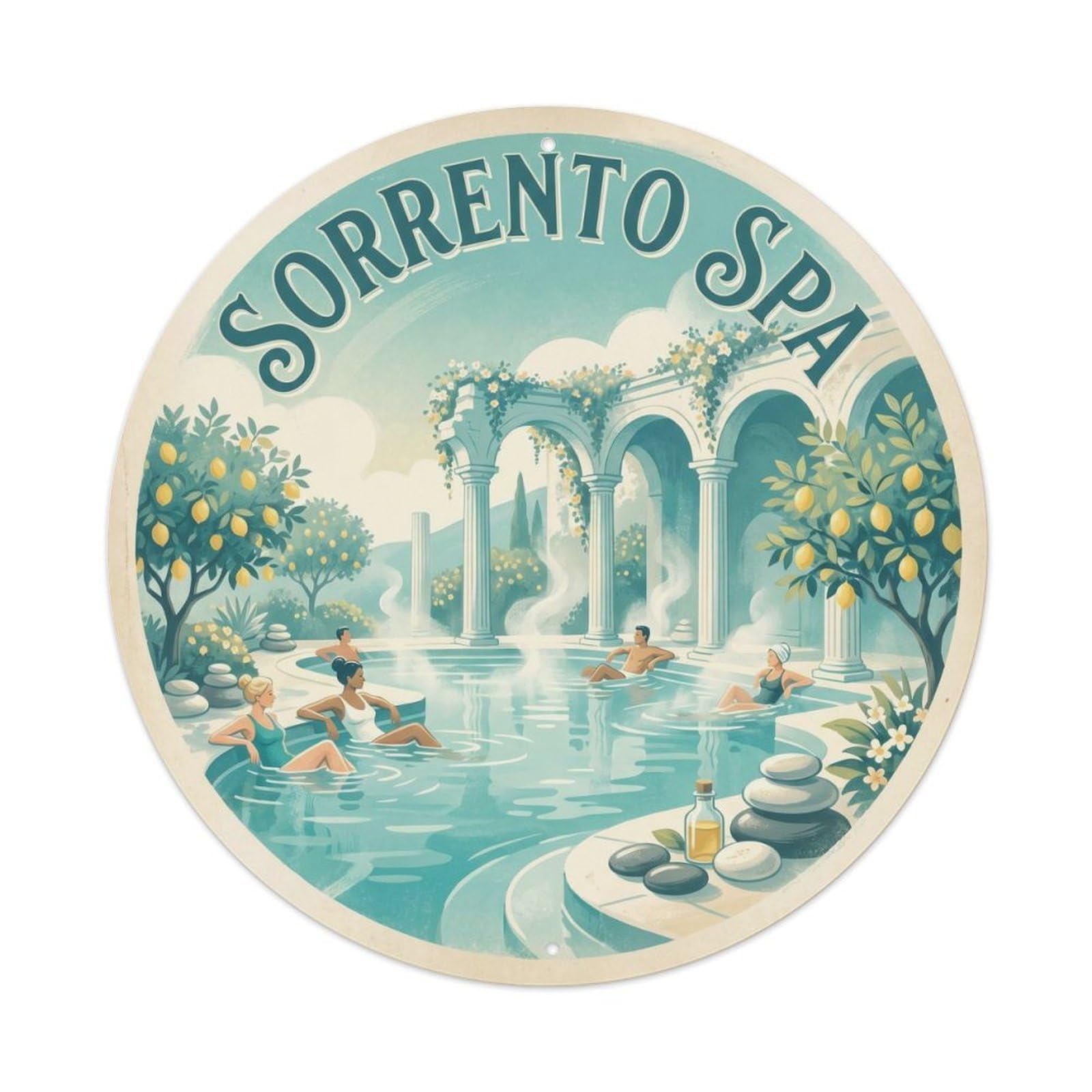 Sorrento Italy City Landmark Travel Spa Vintage Metal Tin Sign