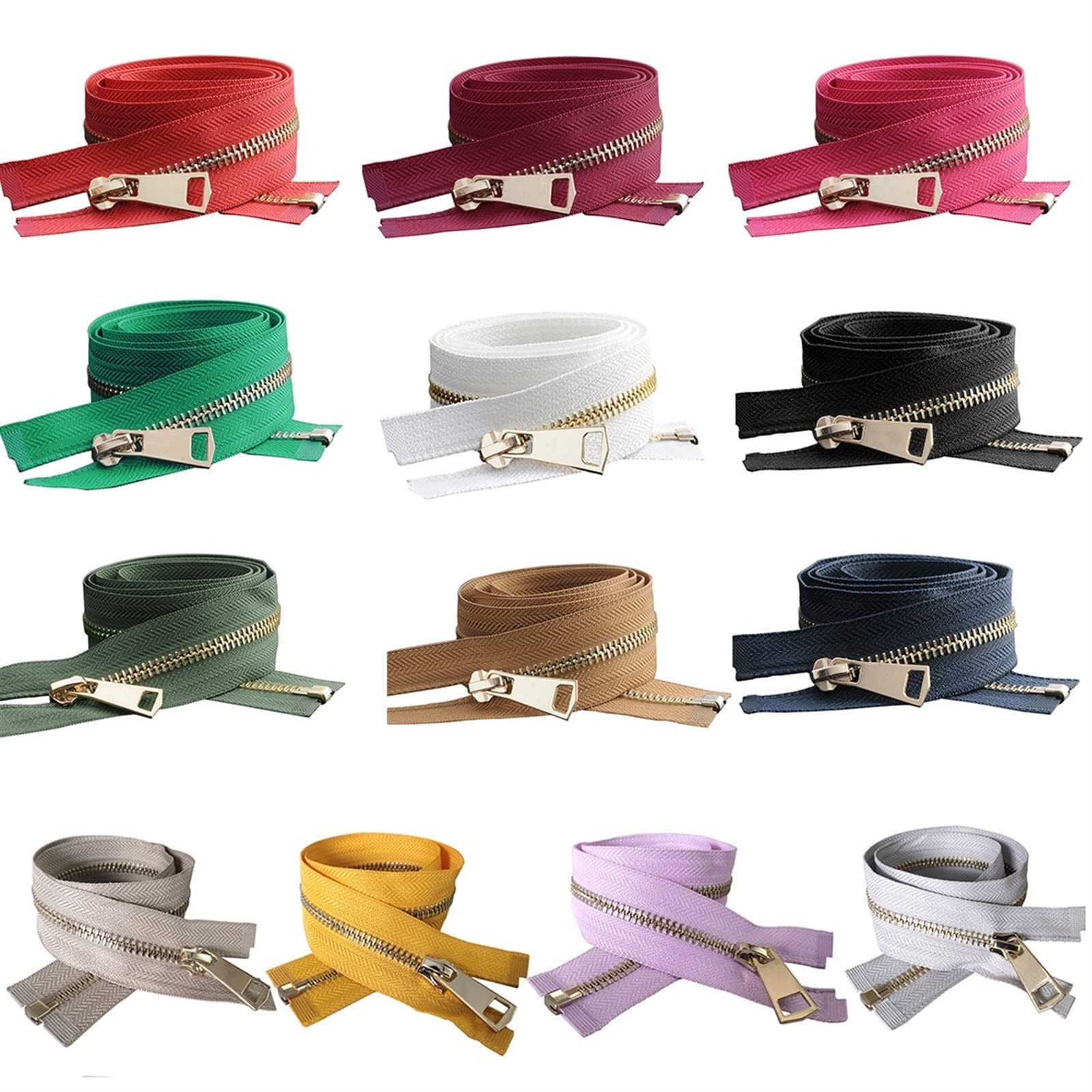 Premium-Metallreißverschluss, Kunststoffreißverschluss, bunt, offen, Auto-Lock, goldener Metallreißverschluss, DIY-Handarbeit, for Kleidung, Taschen, Kleidungsstücke, Schuhe, 30–80 cm, for Nähen(Black