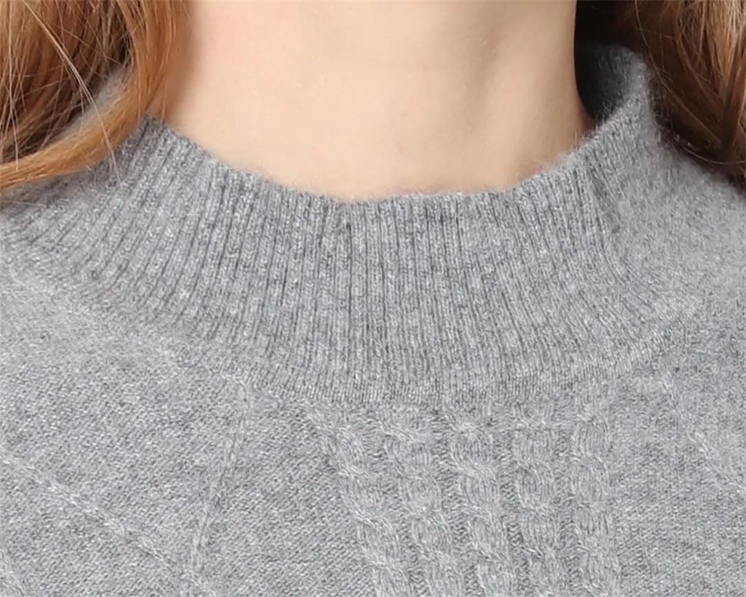 Vogrtcc Maglione da Donna in Cashmere Intrecciato Autunno Inverno, Camicia con Fondo Lavorato A Maglia, Pullover A Collo Mezzo Alto, Addensato E Allentato