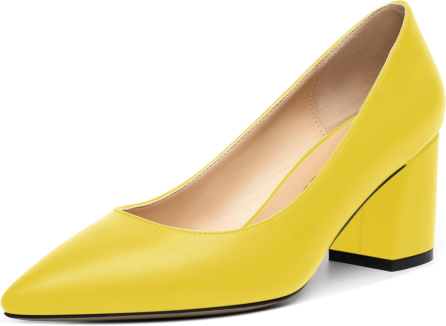 SHOWFOREST Women's Dating Slip On Pointed Toe Dress Solid Block