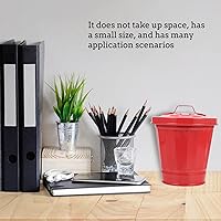 Vista 8 de Mini cubo de basura de metal para escritorio, mini cubos de basura, dispensador de basura de escritorio con tapa y asa para baño, cocina, sala