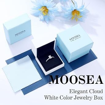Moosea 1カラット エメラルドカット モアッサナイト 婚約指輪 レディース Dカラー Vvs1 クラリティ 人工ダイヤモンドリング 14k ホワイトゴールド バーメイユ 4プロング モアッサナイトリング レディース サイドストーン付き結婚指輪