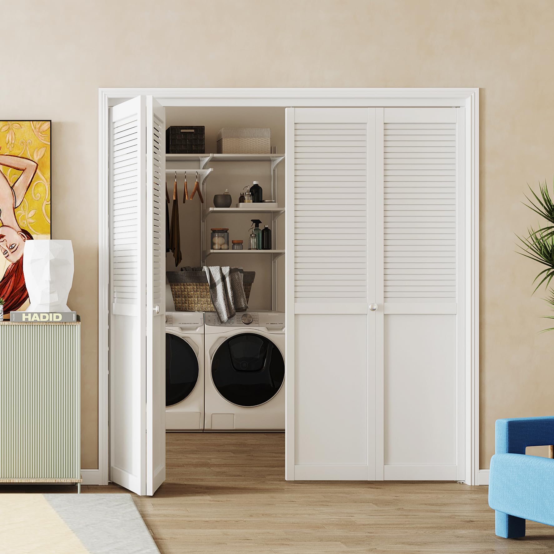 J*r様 DECi Medium Snap Fold In Half Walle Echo Folding Door with Quiet Glides & Snap Lock