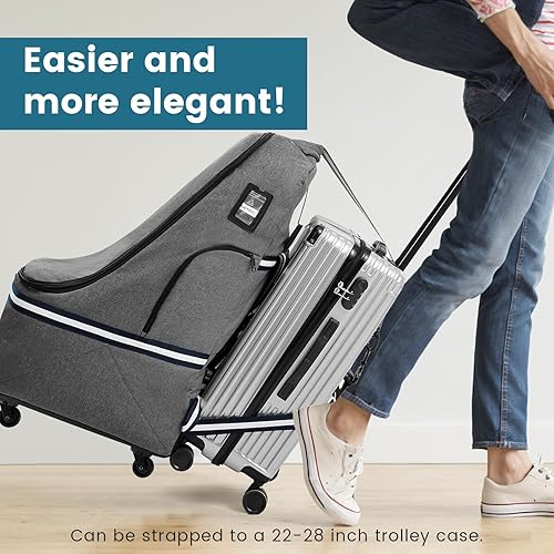 Miniatura 2 de Bolsa de viaje con ruedas para asiento de automóvil, mochila de viaje acolchada para avión, bolsa de viaje grande y duradera con 4 ruedas, correa de