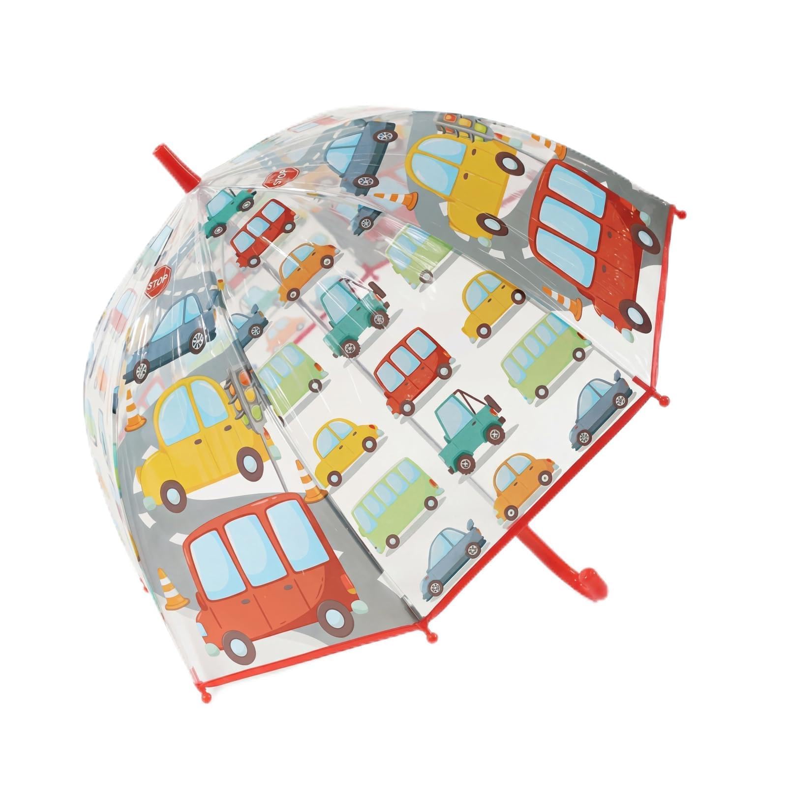 Regenschirm Kinderschirm Stockschirm Windsicher Robustheit Regen Regenschirm Transparent mit Druck Kinderregenschirm Durchsichtig Junge Mädchen Kuppel-Blasenschirm Durchmesser 70cm