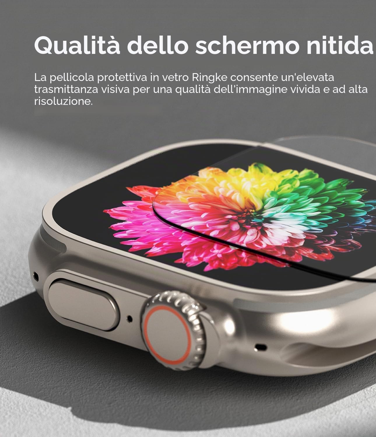Ringke Glass per Pellicola Apple Watch Ultra 3/2 / 1 | 4 pezzi, vetro temperato, trasparente, facile installazione