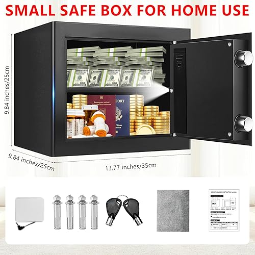 Miniatura 2 de 1.3 Cub Small Safe Box for Home Use Fire and Water Proof, Digital Security Safes Fireproof Lock Box with Combination Lock, Alarm System and