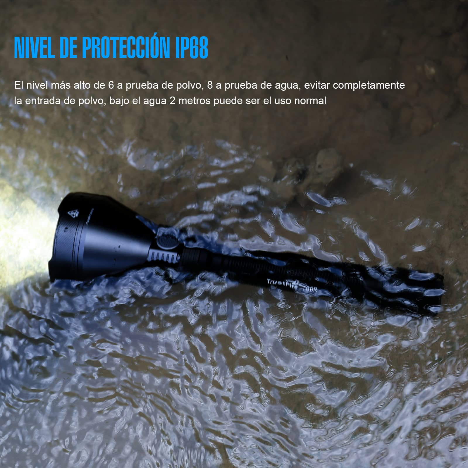 TrustFire T90R Kit Linterna Caza LED Alta Potencia 4800 Lúmenes, Linterna Táctica Recargable de Largo Alcance 1600 metros Super Brillante Impermeable para Caza Búsqueda y Rescate
