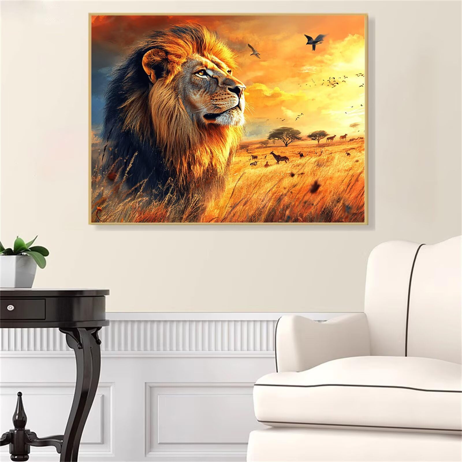 Lion Diamond Art Animal Zestawy do malowania diamentami, kryształowe zestawy artystyczne dla dorosłych, klejnoty, sztuka i rękodzieło, dla dzieci w wieku 10 lat, DIY, pełny zestaw mozaikowy do