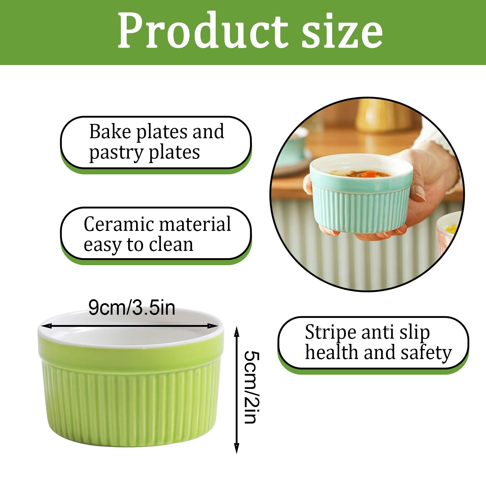 6x Moldes para Soufflé Juego de Moldes de Hornear, Cuencos Pequeños de Cerámica Creme Brulee para Creme Brulee Cuencos de Postres Salsas, Aperitivos 200ml