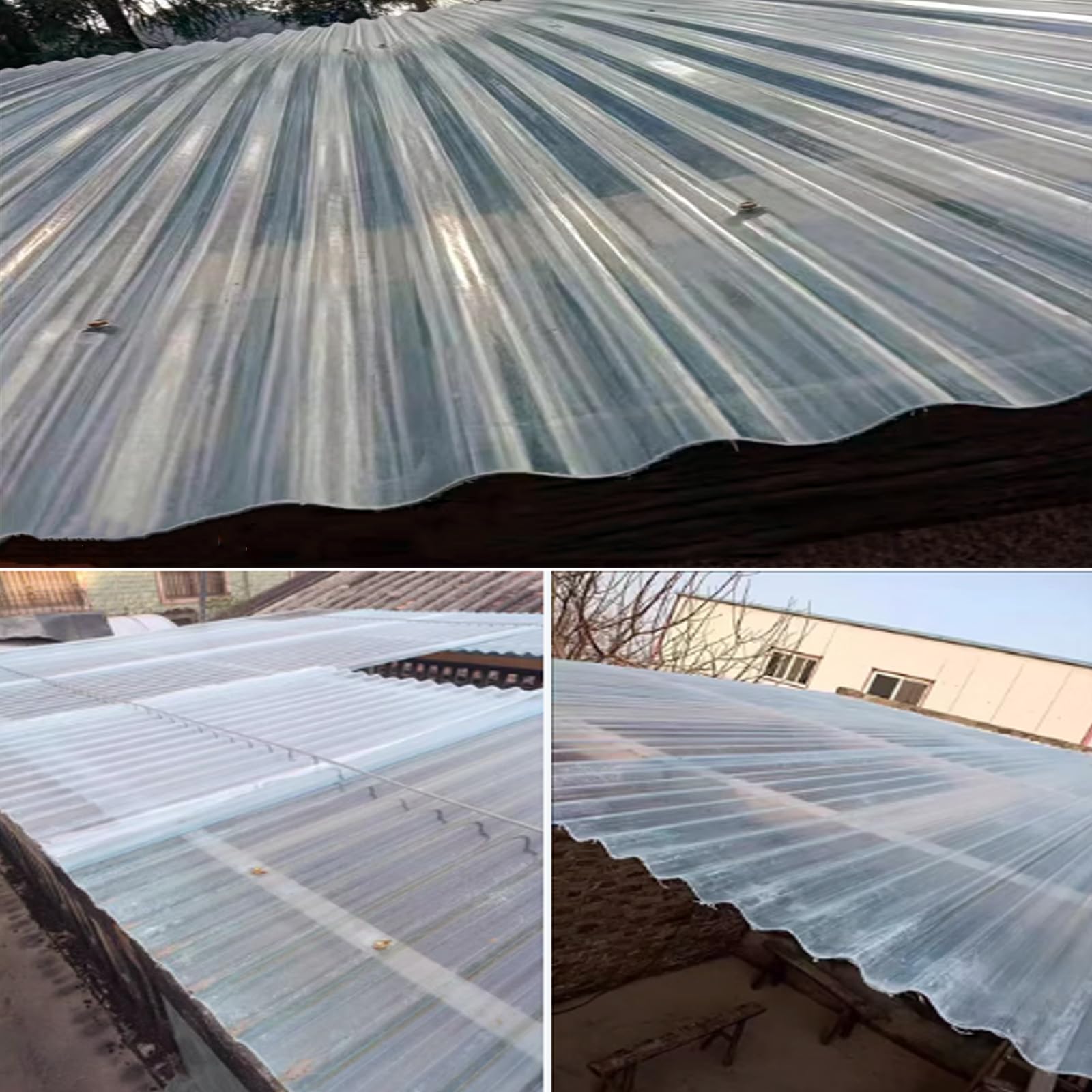 Planchas Transparentes Tejados,Panel para Tejado Ondulada,Lámina Techo de FRP de 2mm de Espesor,Chapa Tejado o Pared a Prueba de Lluvia y Protección UV,para Cochera (0.9x0.9m/35x35in,3 Pcs)