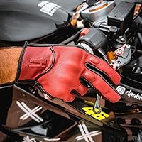 Vista 4 de Harssidanzar Guantes de cuero de motocicleta para hombre pantalla táctil GM028