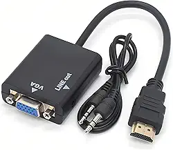 Cabo Conversor Adaptador Hdmi Para Vga Com Saída De Áudio E Cabo P2