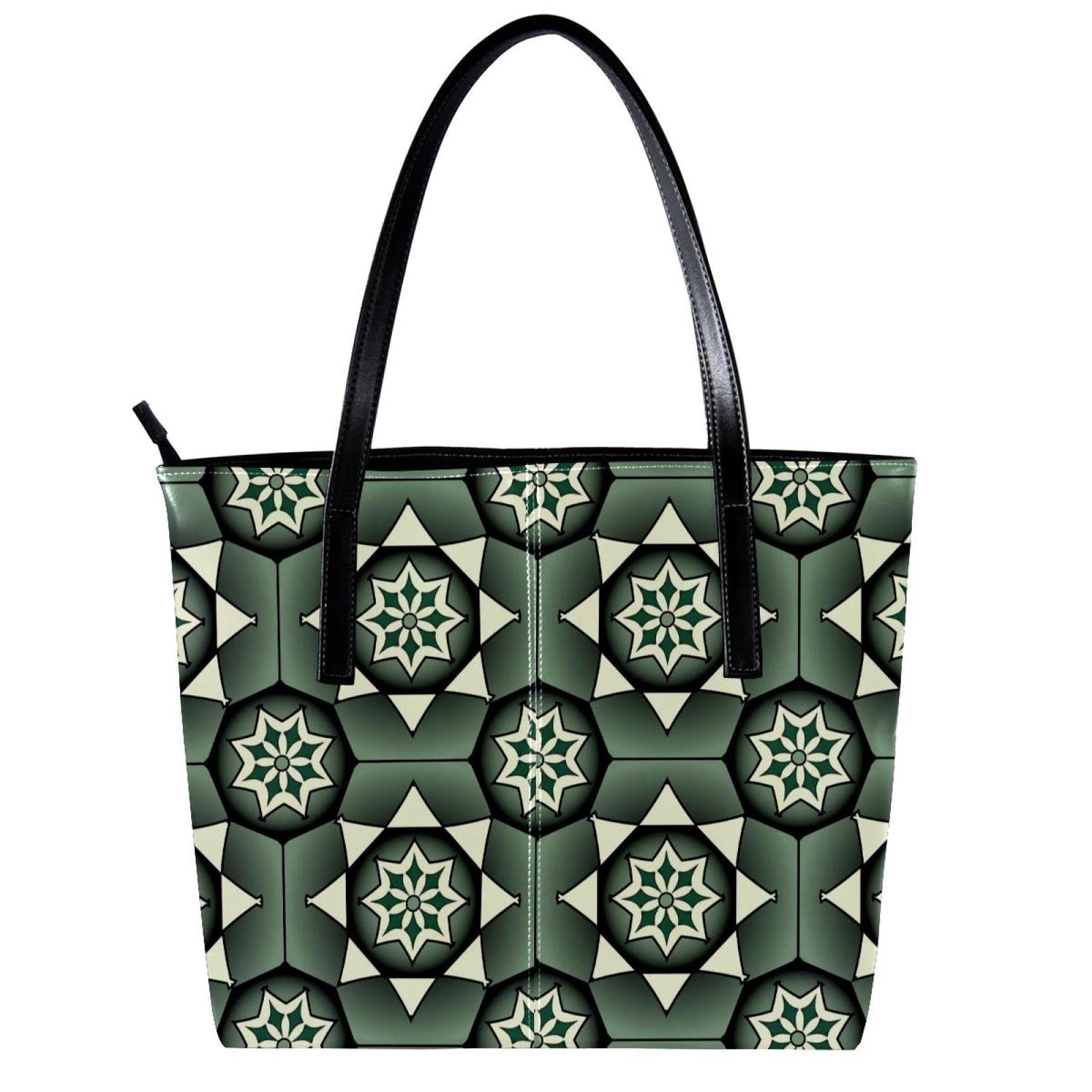 Bolso de mano de piel sintética con diseño de flores artísticas geométricas, Varios colores