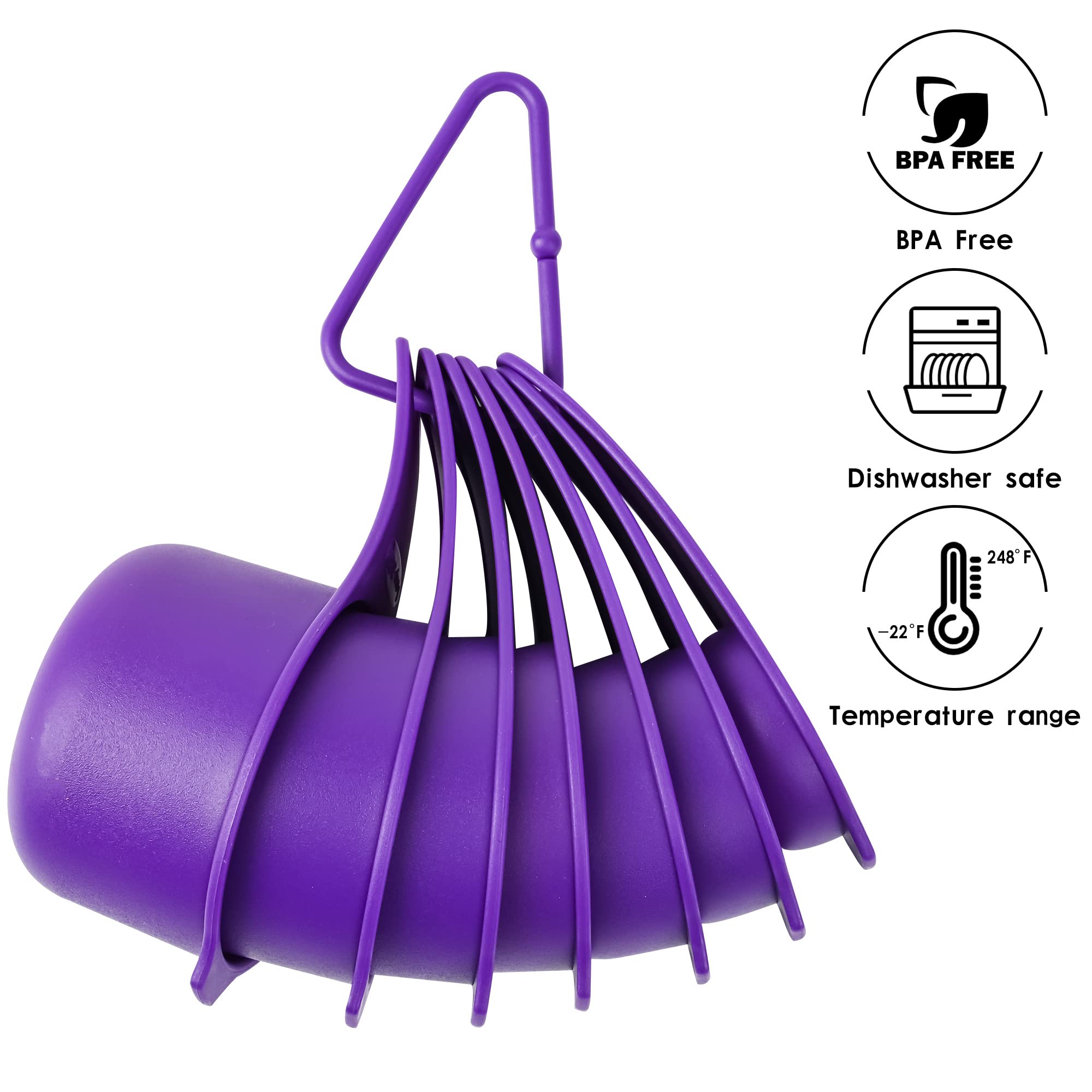 Violettes Messbecher- und Löffel-Set, 15 Stück, Kunststoff-Messbecher, 7 Kunststoff-Messbecher und 7 Kunststoff-Messlöffel mit Nivellierer, niedliche Messbecher für Backen und Küche