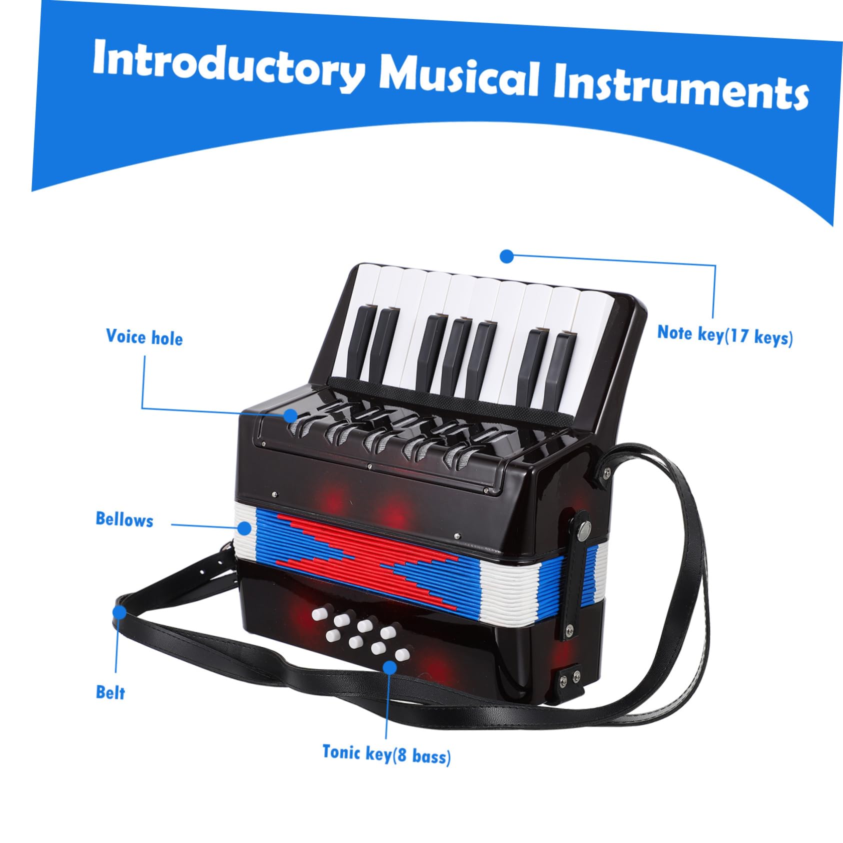 NOLITOY Strumento Musicale Organetto per Educativo Portatile Accordéon Leggero con Suono Chiaro per Sviluppo Cognitivo e Coordinazione Occhio Mano