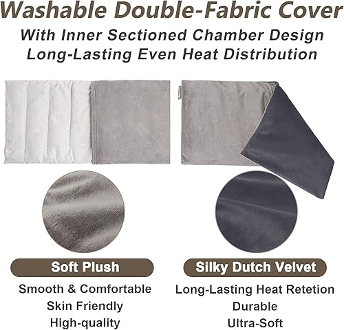 Miniatura 3 de Almohadilla térmica para microondas con funda lavable de 7 x 16 pulgadas, almohadilla térmica para microondas para cuello, hombros, calambres,