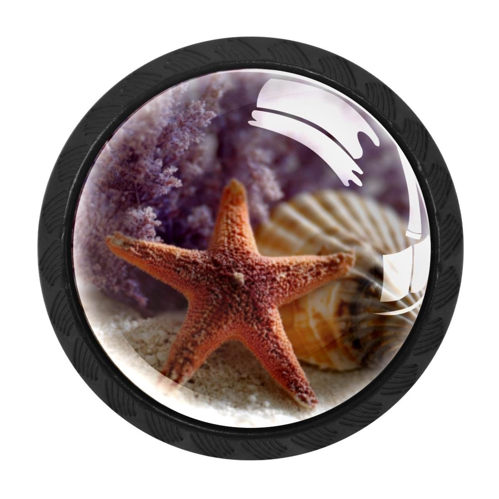 CHENZZZZ 4 Pack Cabinet Pulls Starfish Coral Shell Kitchen Drawer Pulls Cabinet Handles