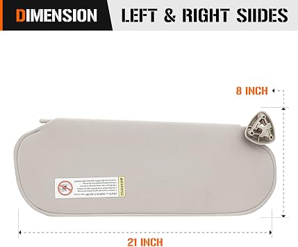 Left & Right Sun Visor for 1999-2014 Chevy Express & GMC Savana 1500, 1999-2019 Express & Savana 2500 3500, Driver & Passenger Side Cream-Grey Sunvisor Replacement 84054688 84054695