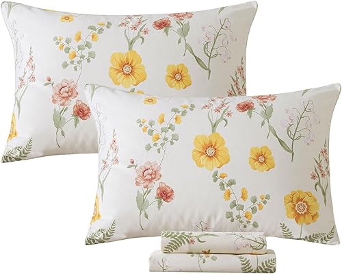 FADFAY Juego de sábanas tamaño Queen de percal de algodón cepillado con tinta beige, sábana bajera de bolsillo profundo, ropa de cama desgastada