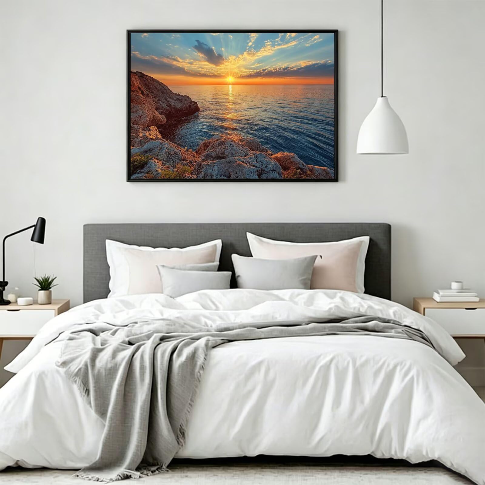 Dipingere con i Numeri Adulti mare Disegni da Colorare per Adulti tramonto Kit Pittura Bambini, Kit di Pittura Acrilica Fai-da-Te per Principianti, Decorazioni Parete, Idee Regalo, 80x100cm, q-188
