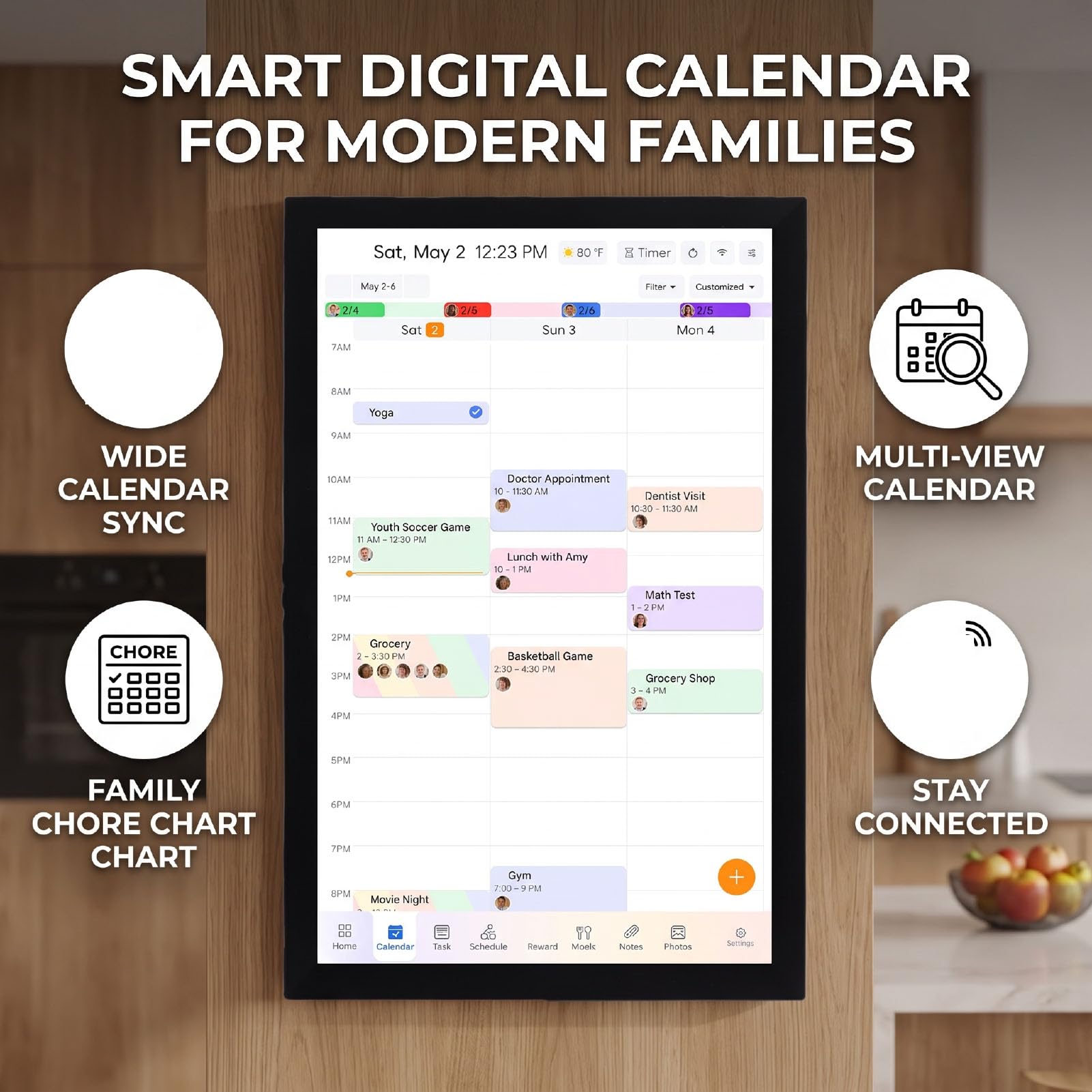 FTVOGUE 21,5 Zoll Intelligenter Digitaler Kalender Zur Wandmontage,