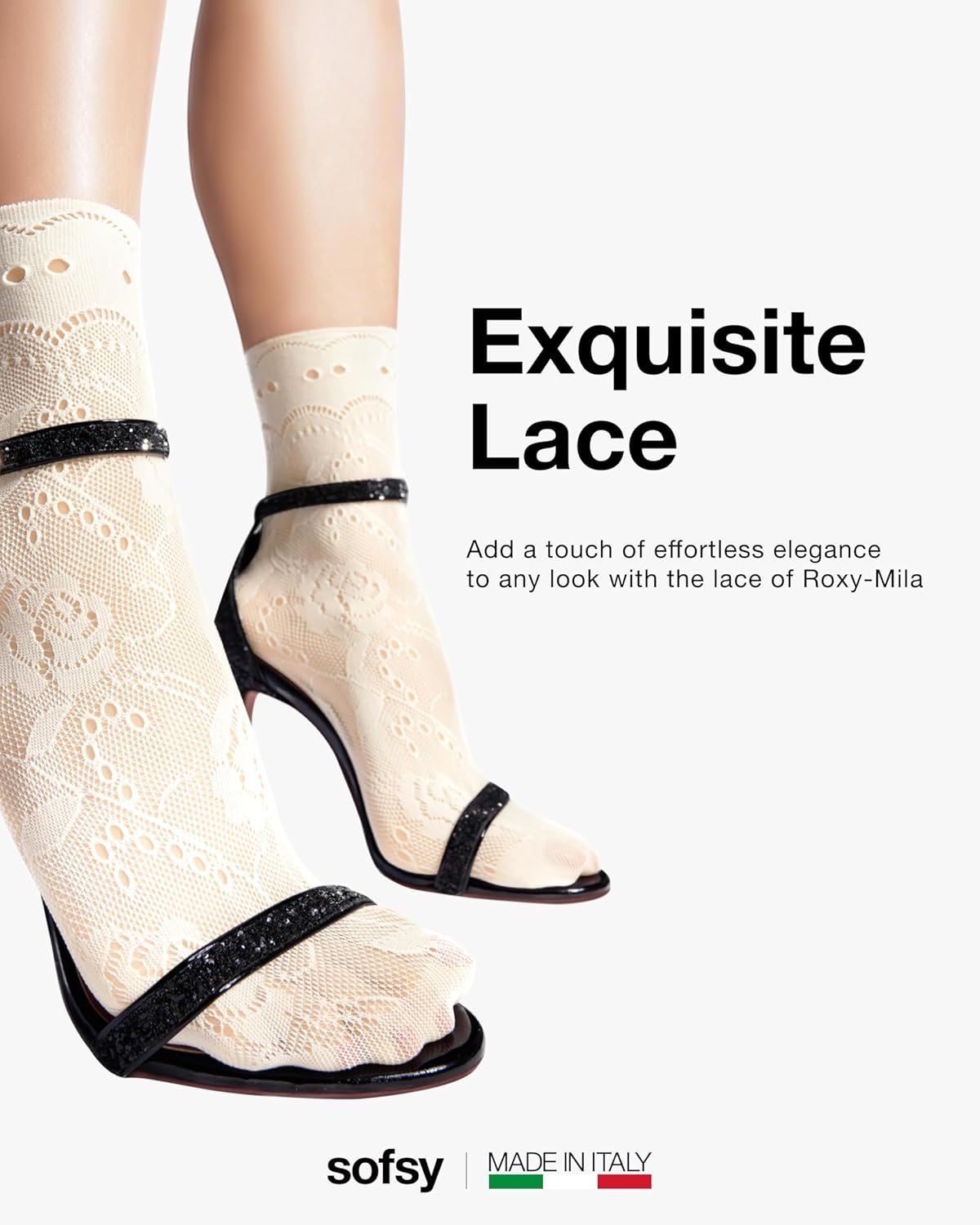sofsy 10-Year Hosiery Craftsmanship - Italian-Made Fishnet Stockings for Women | Soft Dual Silicone Lace Top Thigh Highs
