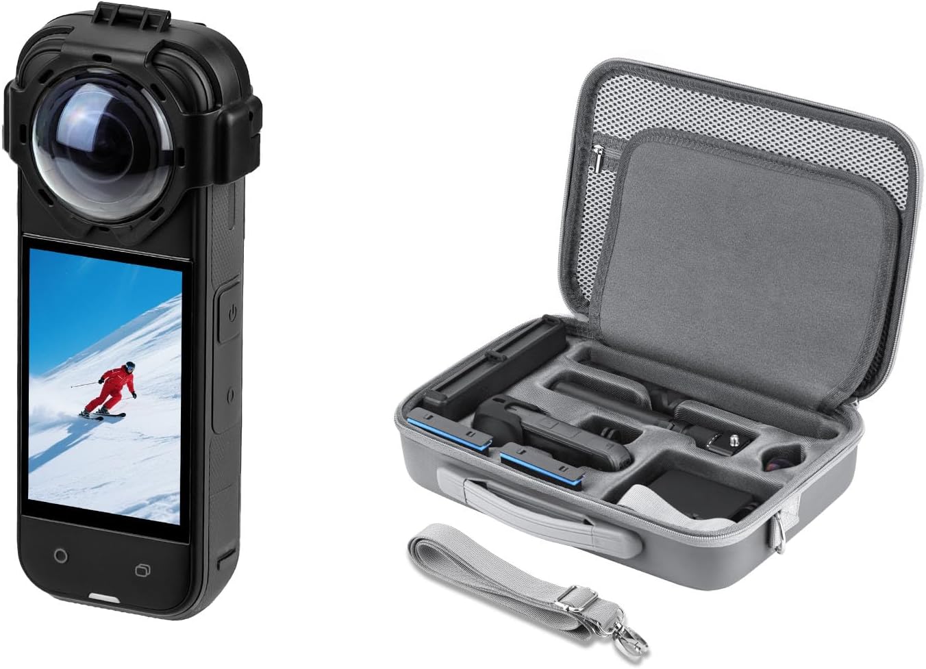 X5 Lens Guard for Insta360 X5 Snap-on Protector Lens Cover Carrying Case for Insta360 X5 Camera PU Portable Shoulder Large Hard Shell Bag