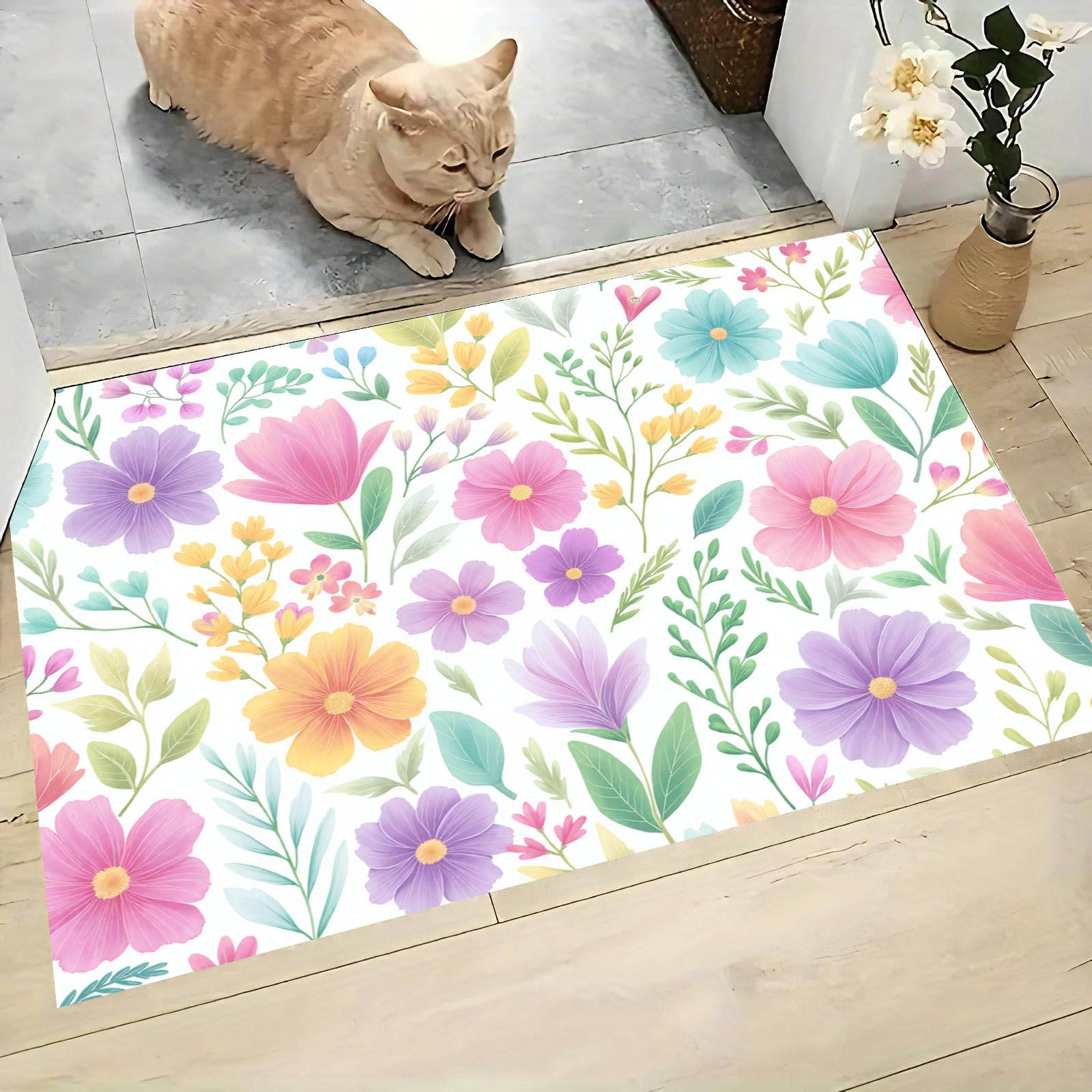 Tapis de porte de bienvenue 80x120 paillasson entrée lavable rose