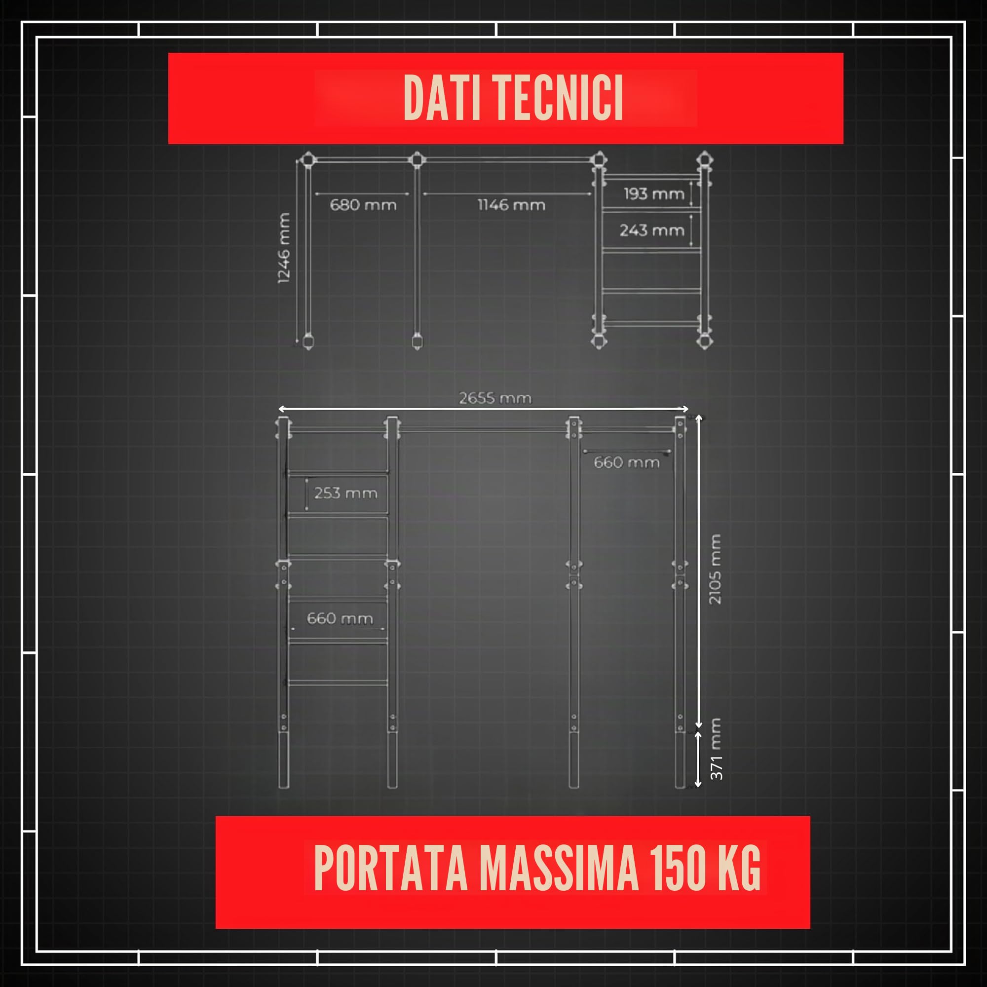 K-Sport: Calesthenics Outdoor Station I barra per trazioni stazionarie da esterni + stazione Dip fino a 175 kg di carico I resistente alle intemperie, Made in EU