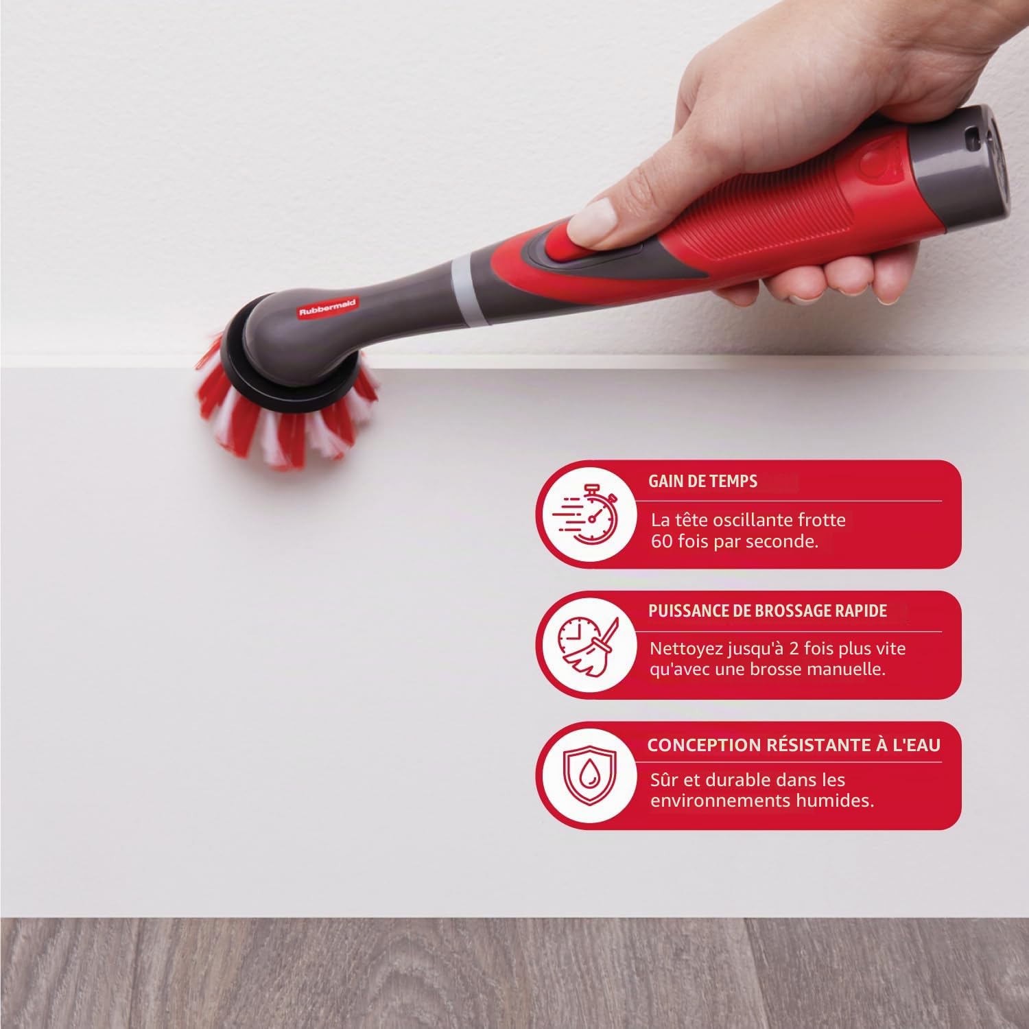 Rubbermaid Kit Complet de Nettoyage pour la Maison, Rouge et Gris, 18 pièces