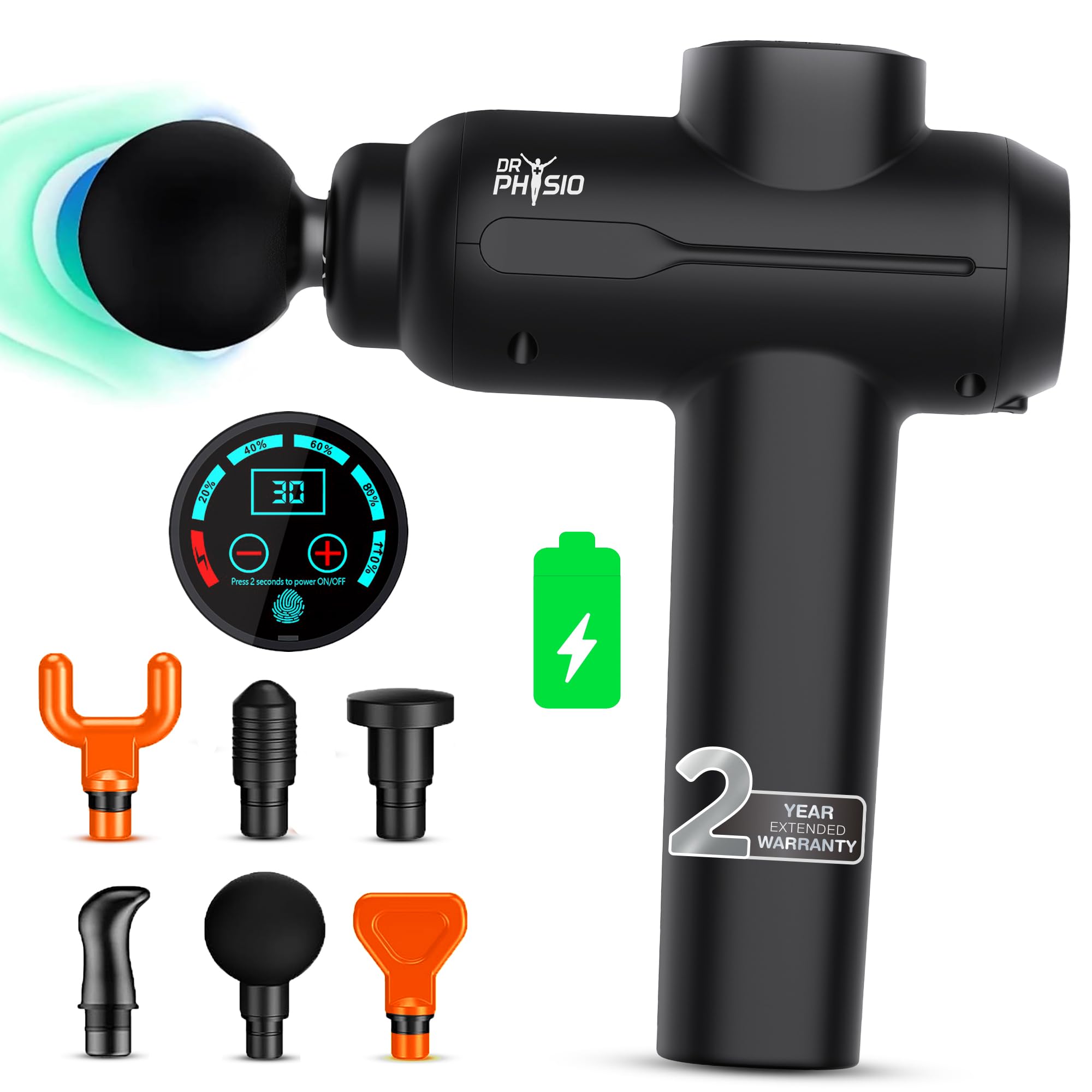 Dr Physio USA Supervolt Pro 1043 Rechargeable Handheld Percussion Gun Massager M