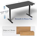 VIVO Black 60 x 30 in Standing Desk, DESK-KIT-1B6B-30 | Electric, Holds 220 lbs, Sit Stand, Height Adjustable, Extra Deep Table Top, Memory Presets, 1B Series, Black Frame