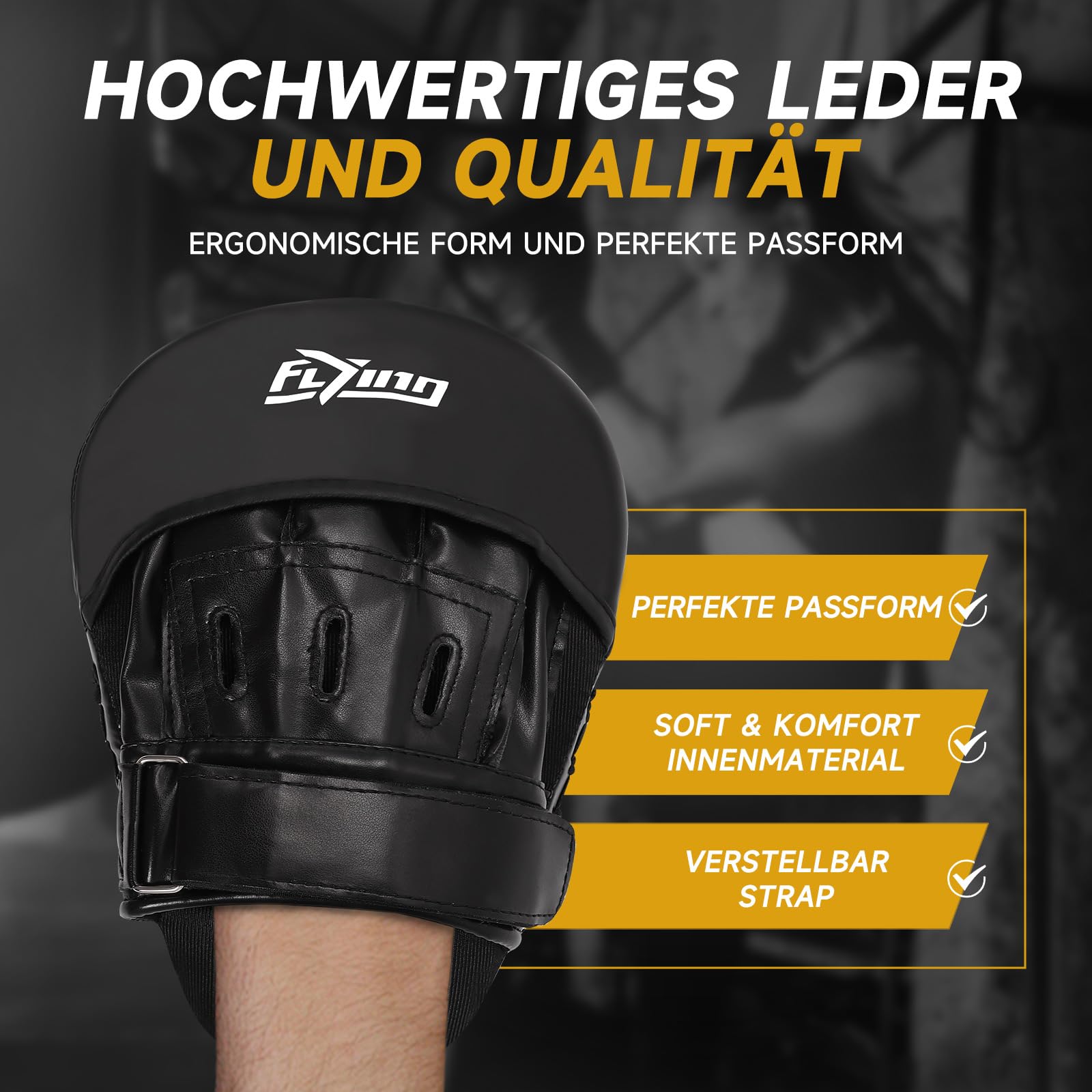 Pratzen Boxen Pad MMA Kampfsport Training,Schwarz Boxpads Schlagpolster Kickboxen Boxpratzen,Gebogene Punch Mitts für Karate, Kickboxing, Muay Thai, Taekwondo
