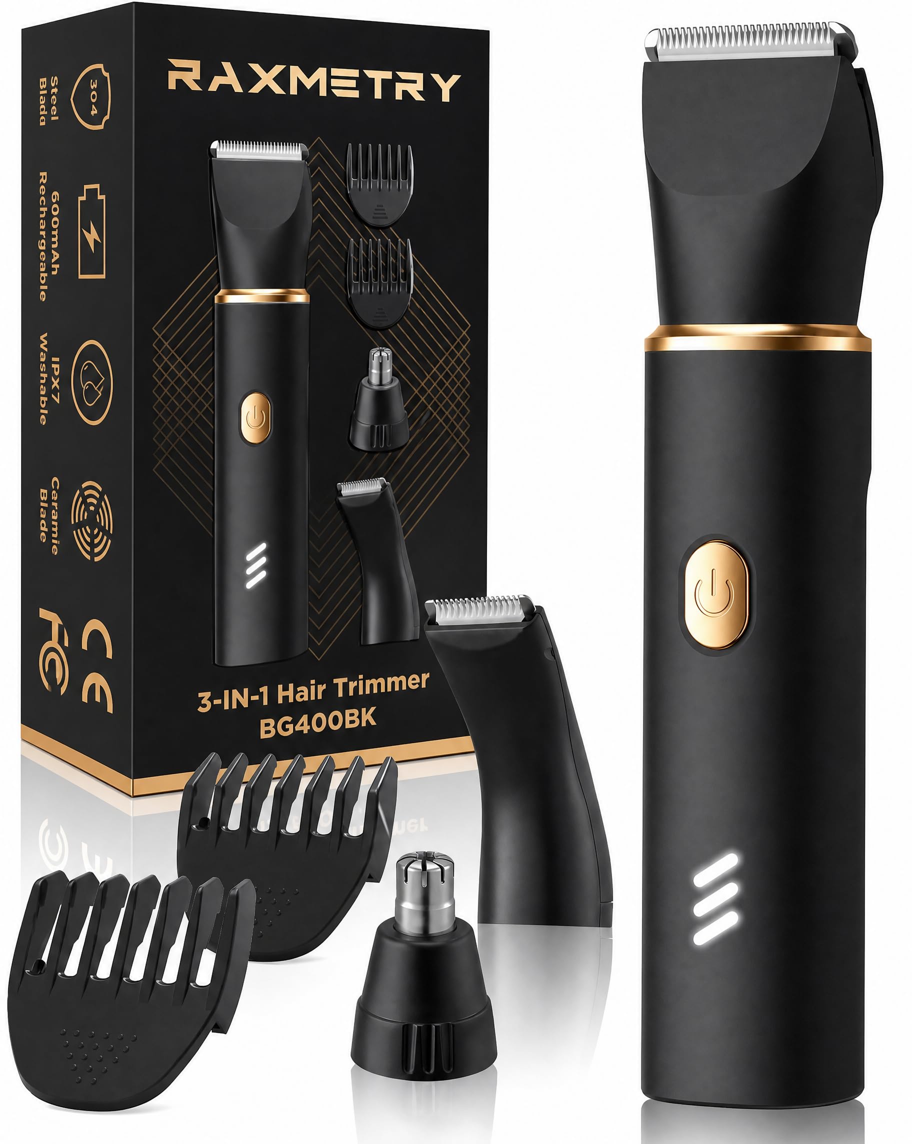 Manscape Body Hair Trimmer for Men-3 in 1 Electric Razor Groin Groomer,IPX7 Waterproof,Versatile Hair Trimmer for Ball/Pubic/Chest/Beard/Nose,USB-C Rechargeable,Gifts for Him Dad