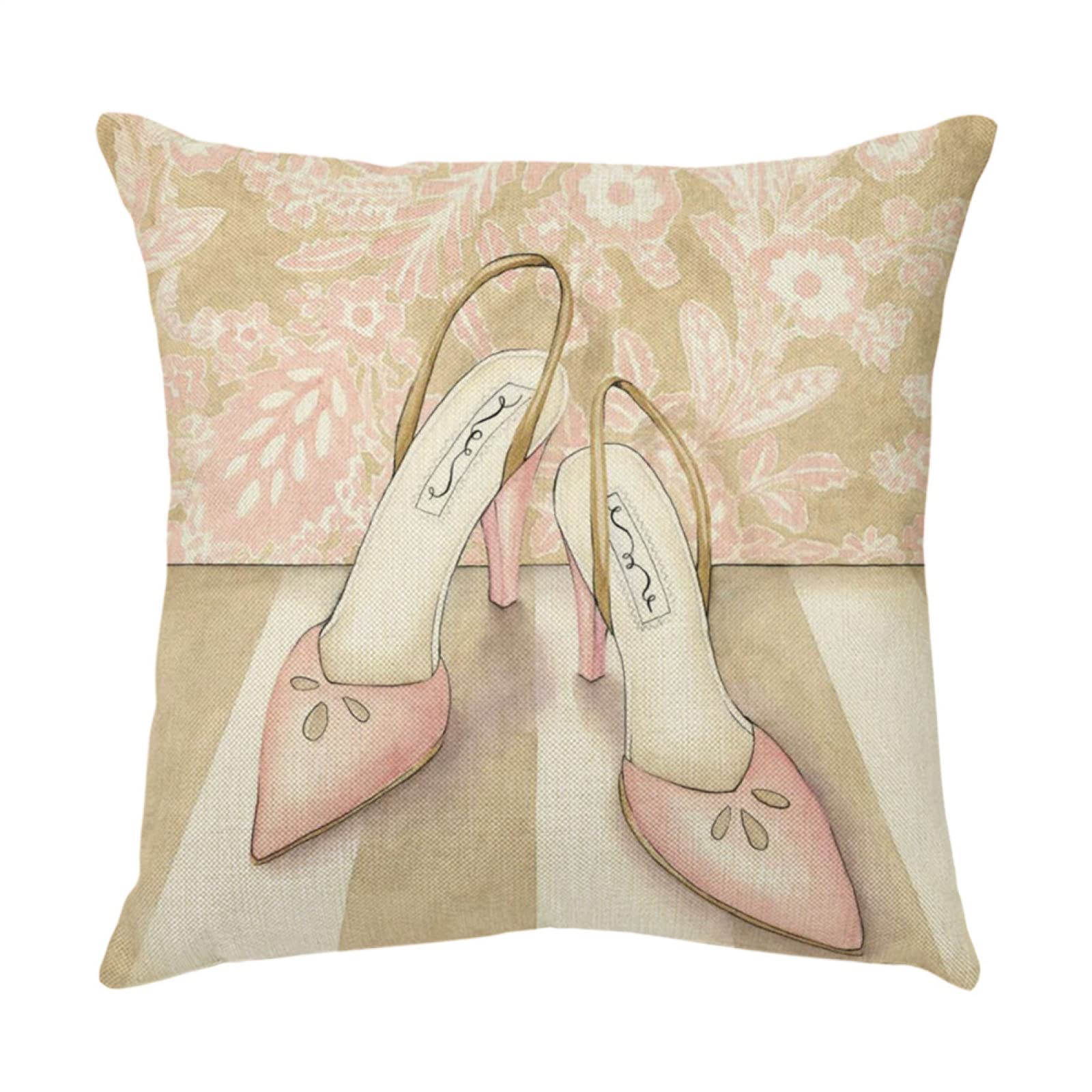 4 Piezas Funda de Almohada Tacones Rosa Fundas de Cojín Terciopelo Sencillo y Decorativo para Sofá Camas Dormitorio Coche Lino Cojines Throw Pillow Covers 80x80cm/32x32 Inch