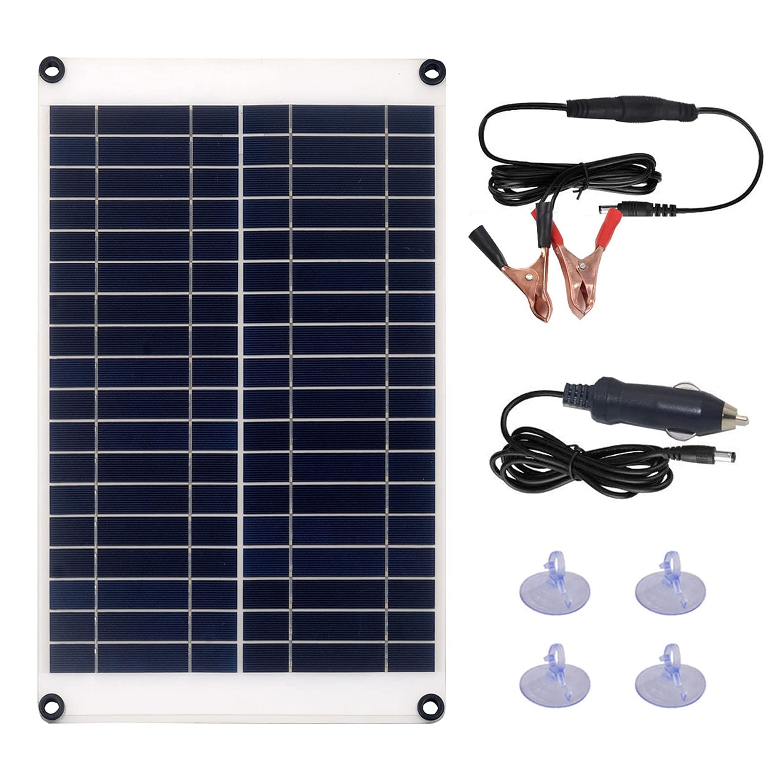 18 Watt 12V Flexible Solar Battery Charger Waterproof Monocrystalline Solar Panel Battery Maintainer with DC Plug and Crocodile Clips for Car, Boats, Caravan, Camping, Motorhome
