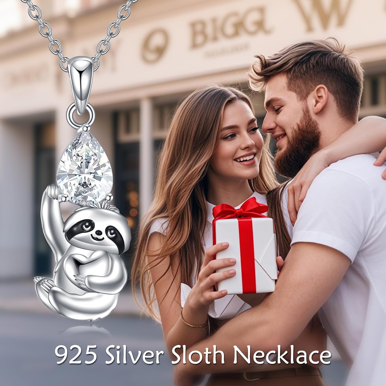 Squirrel/Sloth/Black Cat Necklace Sterling Silver Animals Pendant Fashion Animals Jewelry Gift for Women - Image 3