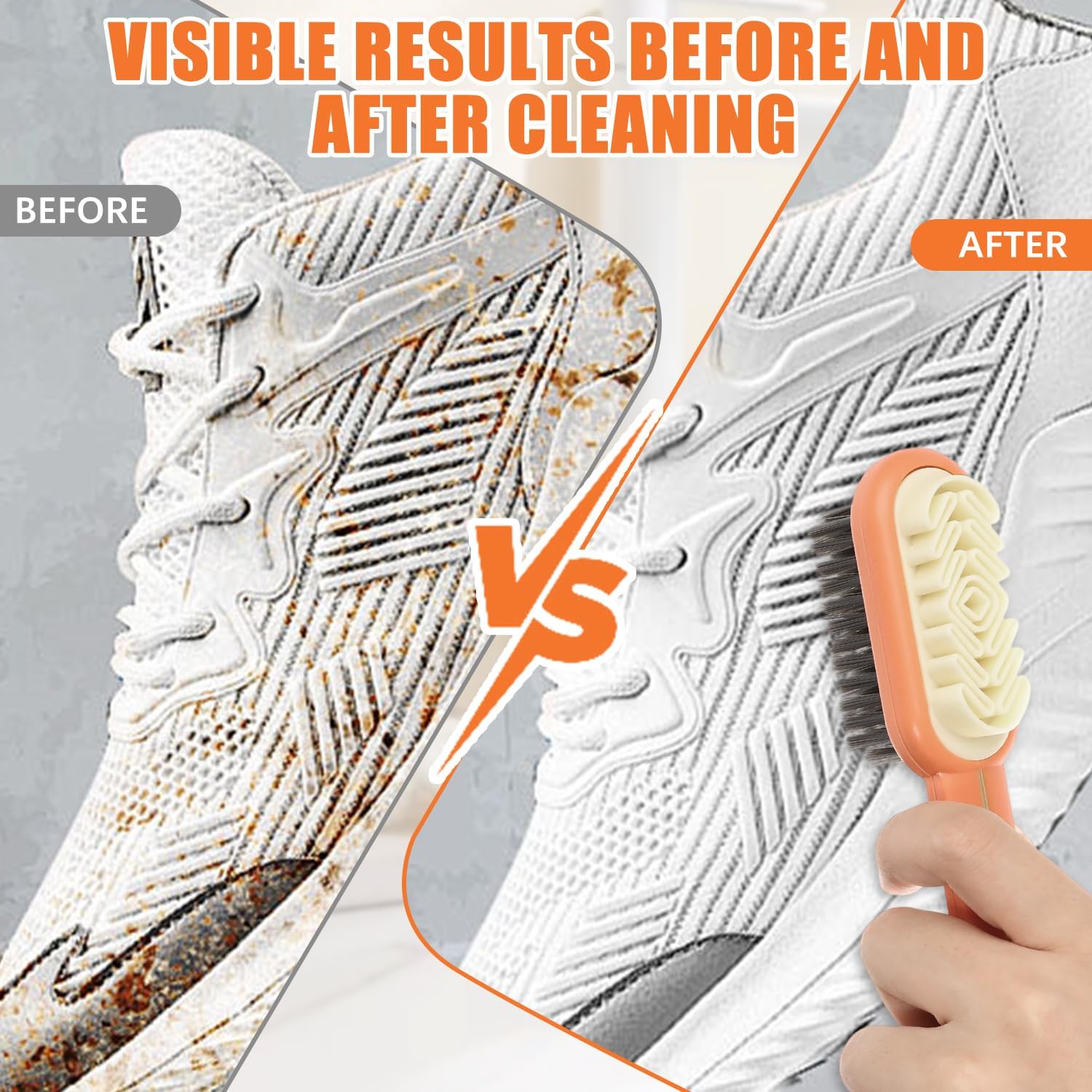 2 in 1 Scrub Suede Shoe Brush, Rubber Polish Eraser, Multifunctional Suedes Eraser Cleaner for Suede Cleaner and Nubuck Brush (Orange)